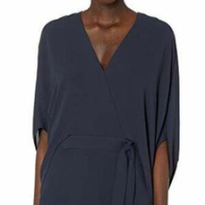 NWT Halston Drape Sleeve Top in Navy Sz 12